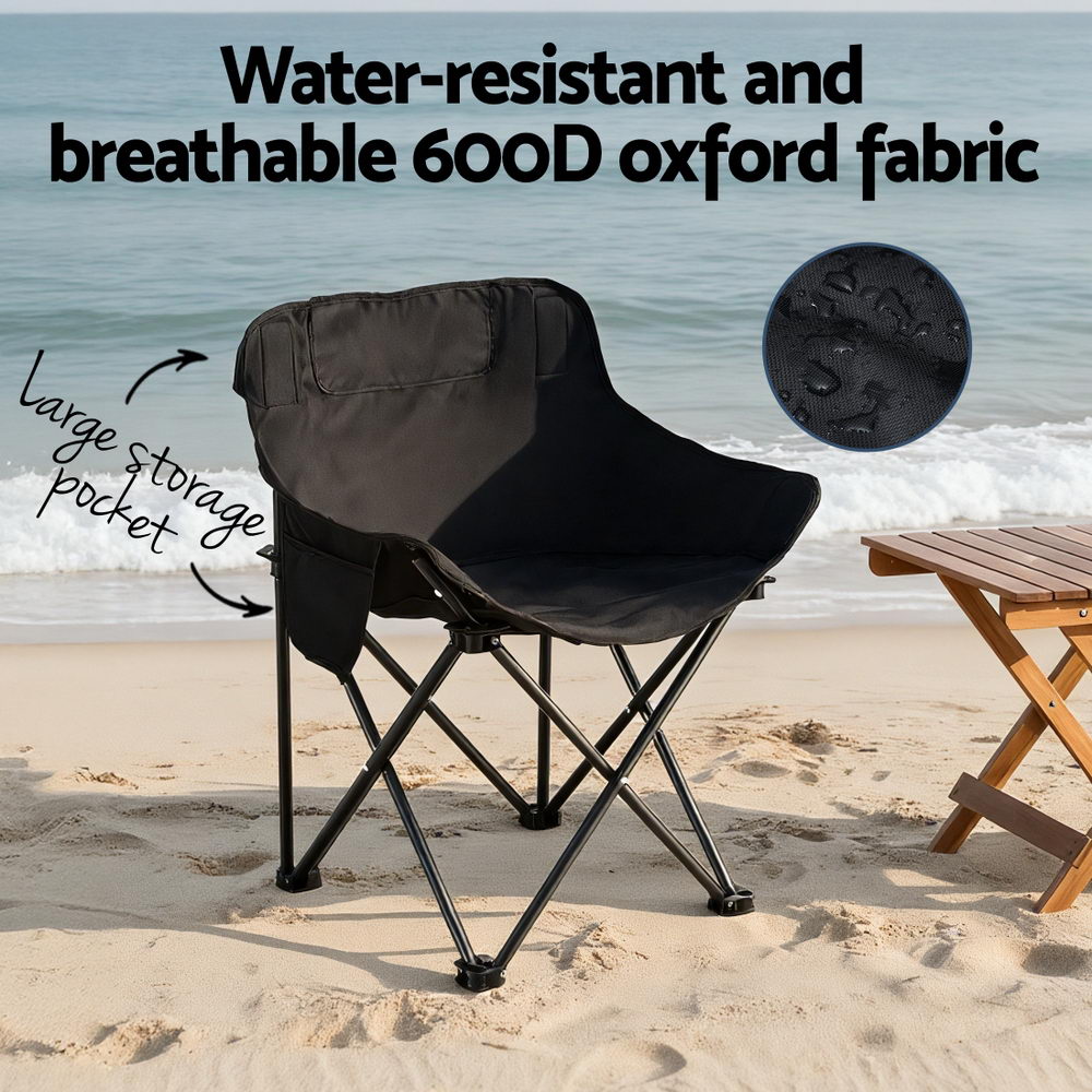 Weisshorn Folding Camping Moon Chair Portable Seat Weight Capacity 120KG Black