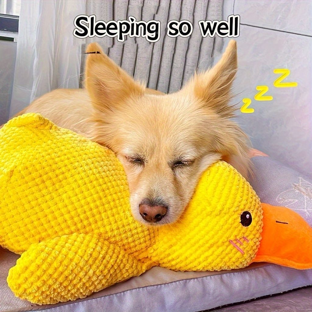 Dog Toy Plush Dog Toy Chew Resistant Toy Squeaky Dog Toy Duck Shaped Dog Toy - Yellow - Size large