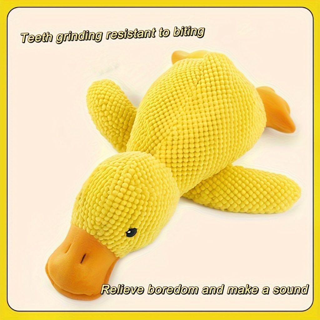 Dog Toy Plush Dog Toy Chew Resistant Toy Squeaky Dog Toy Duck Shaped Dog Toy - Yellow - Size Medium