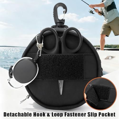 Fishing Line Storage Bag, Portable Fish Line Case Coin Key Pouch with Cable Hole & Hook for Outdoor Fishing - Gray - Size 1Pack