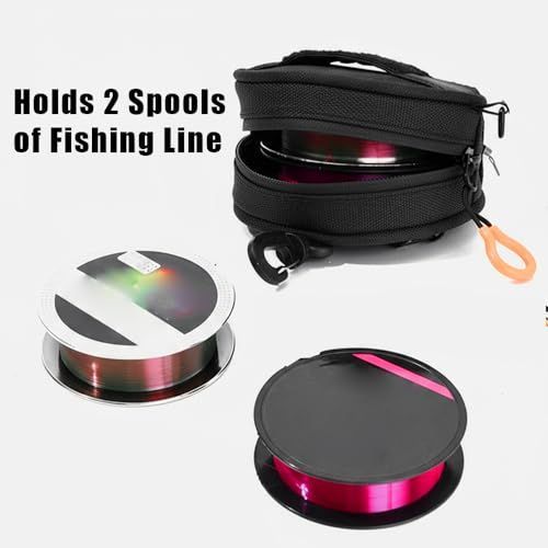 Fishing Line Storage Bag, Portable Fish Line Case Coin Key Pouch with Cable Hole & Hook for Outdoor Fishing - Gray - Size 1Pack