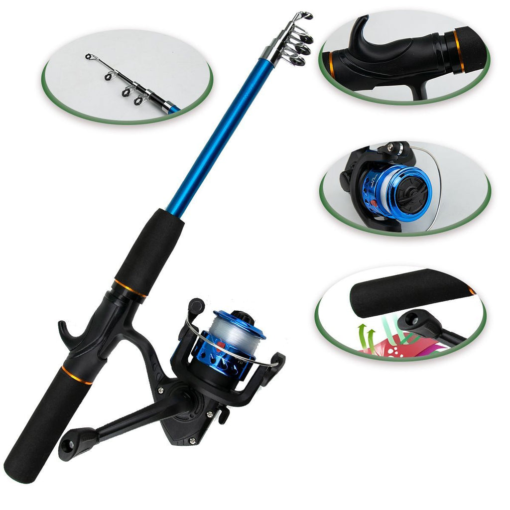 Beginner Fishing Set Fishing Tackles Including Reel Telescopic Rod Float Baits Hook Connector Landing Net & Storage Bag Rod - Green Set 1 - Size 1 Pack