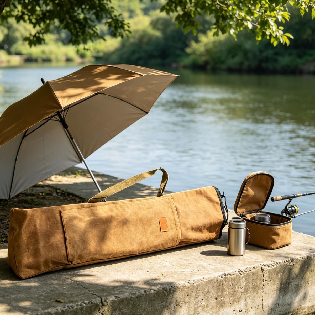 120cm Rod Case Angling Rods Bag, Folding Rod Carry Large Capacity Fishing Rod Case, Angling Rod Bag, Fishing Umbrellas Carry Bag for Camping Hiking - Green - Size 120cm