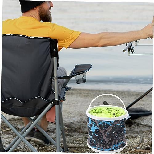 22cm Diameter Camping Sink Collapsible Fishing Bucket for Fish Foldable Bucket Collapsible Camping Plastic Space-Saving - Green