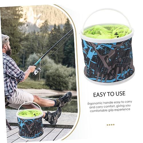 22cm Diameter Camping Sink Collapsible Fishing Bucket for Fish Foldable Bucket Collapsible Camping Plastic Space-Saving - Green