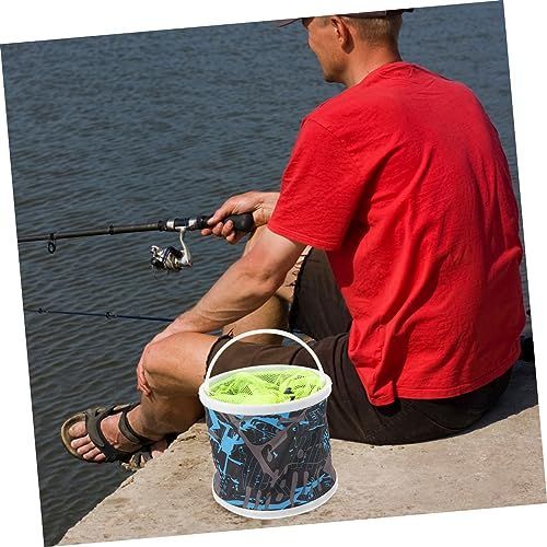 28cm Diameter Camping Sink Collapsible Fishing Bucket for Fish Foldable Bucket Collapsible Camping Plastic Space-Saving - Green