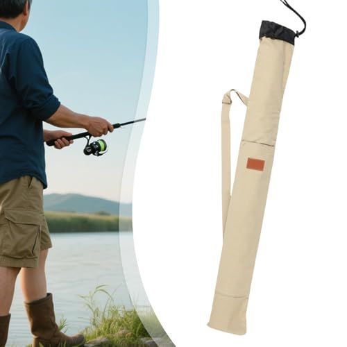 130cm Fishing Fishing Pole Storage Bag Portable Protection Cover Side Pocket Multipurpose Travel Carry Tackle Storage - Beige - Size 130cm