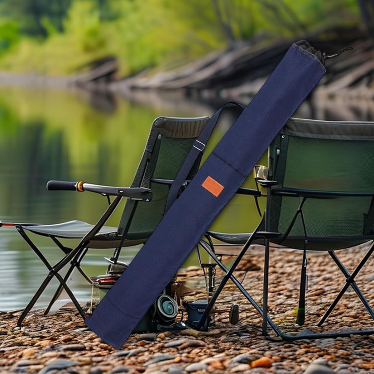 130cm Fishing Fishing Pole Storage Bag Portable Protection Cover Side Pocket Multipurpose Travel Carry Tackle Storage - Beige - Size 130cm