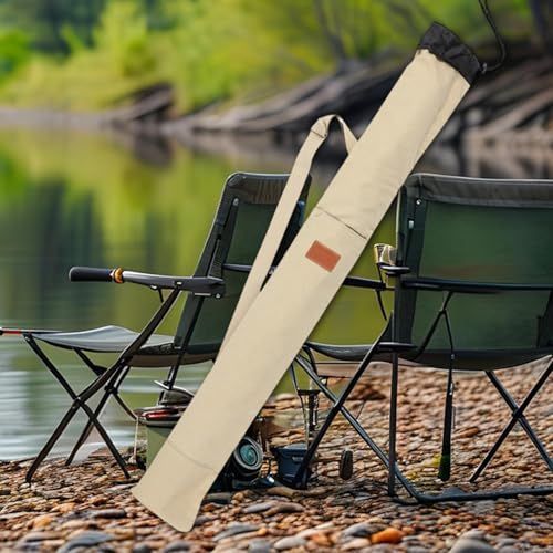 140cm Fishing Fishing Pole Storage Bag Portable Protection Cover Side Pocket Multipurpose Travel Carry Tackle Storage - Beige - Size 140cm