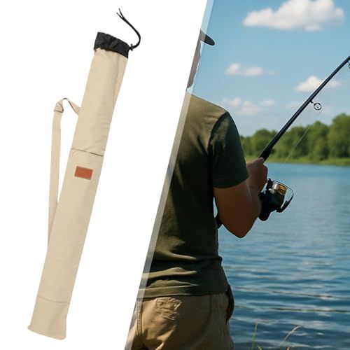 140cm Fishing Fishing Pole Storage Bag Portable Protection Cover Side Pocket Multipurpose Travel Carry Tackle Storage - Beige - Size 140cm
