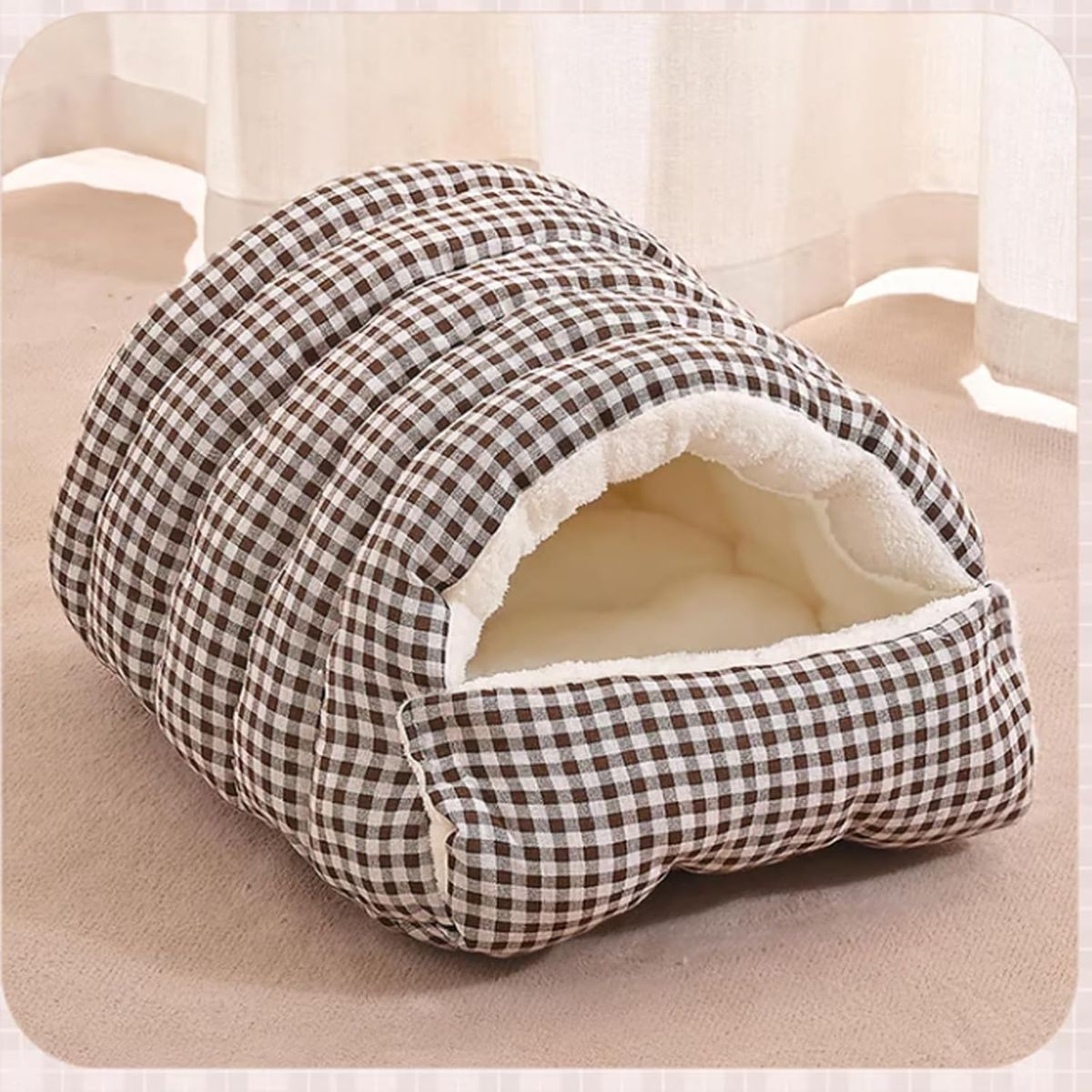 Cozy Monster Cat Cave Bed with Removable Cushion – Black, 30 x 28 x 20cm