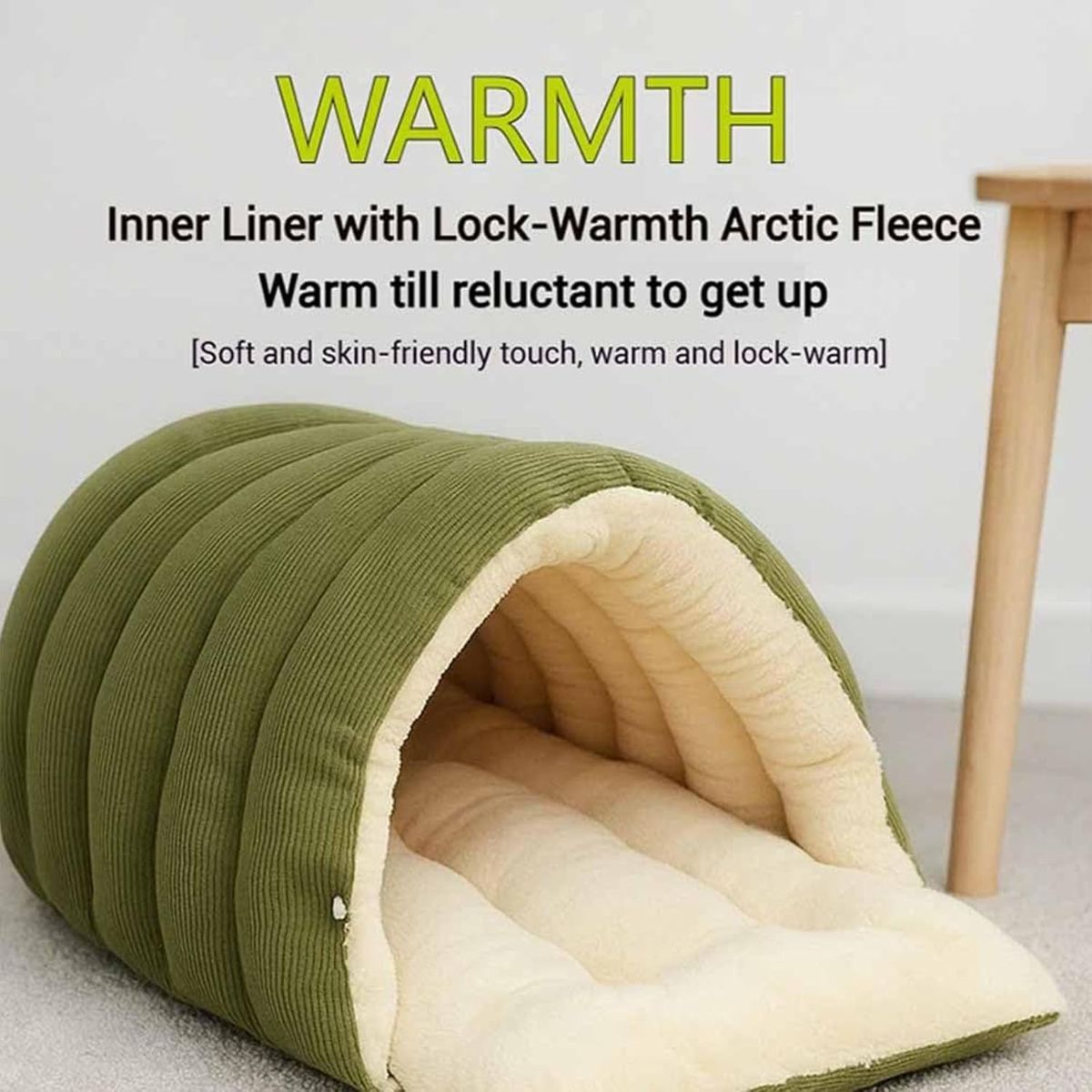 Cozy Monster Cat Cave Bed with Removable Cushion – Black, 43 x 40 x 28cm