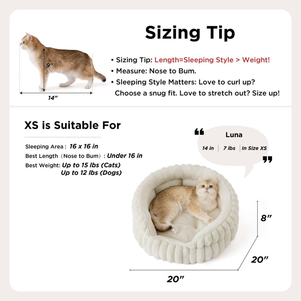 Cat Bed Plush Cat Bed Round Cat Bed Cat Furniture Cat Comfort Pet Supplies - Beige / 23in