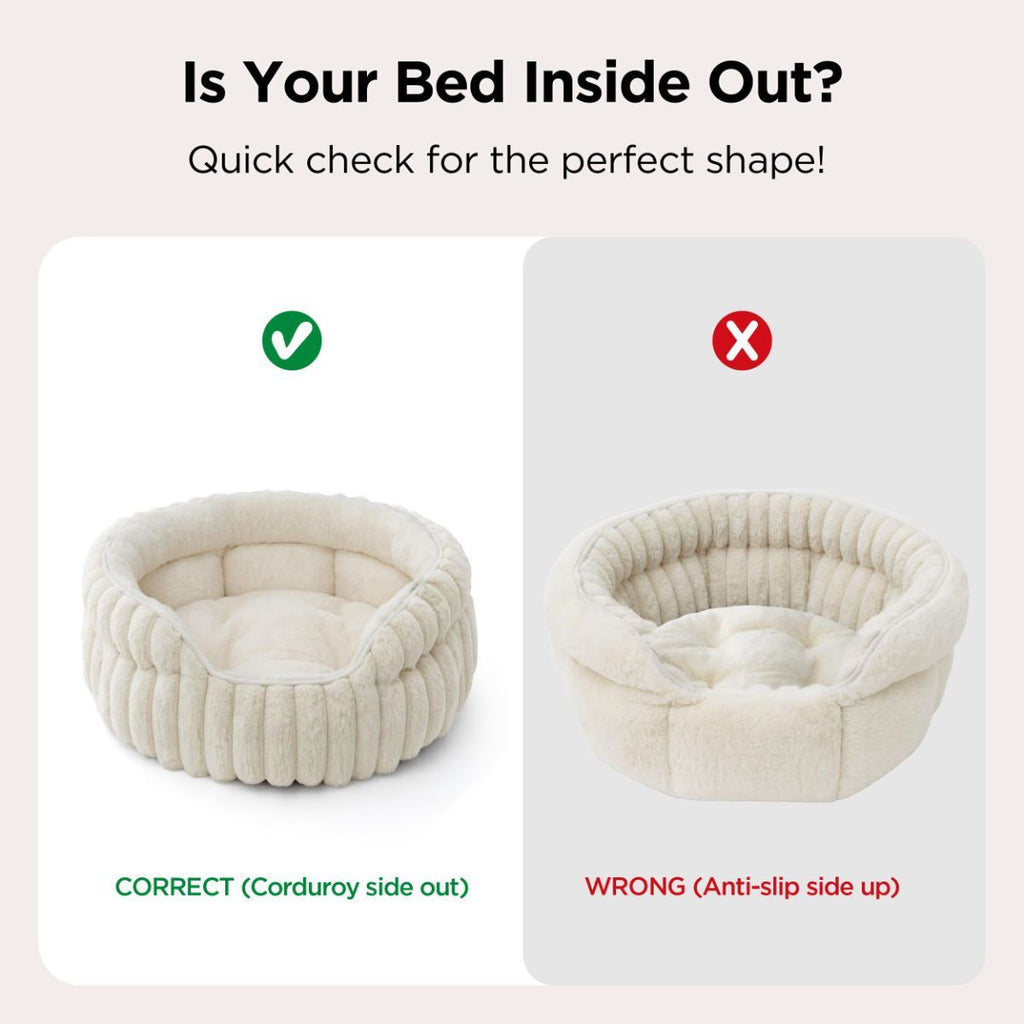 Cat Bed Fluffy Cat Bed Round Cat Bed Cat Furniture Cat Comfort Machine Washable - White - Size 23in