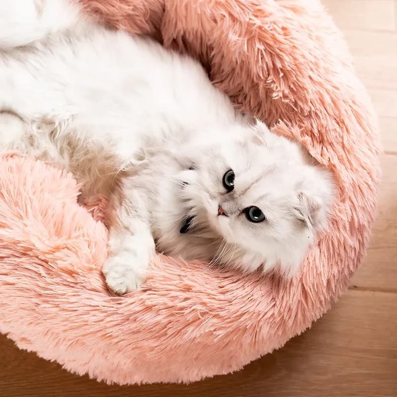 Cat Bed Fluffy Cat Bed Round Cat Bed Cat Furniture Cat Comfort Cat Sleeping Bed - Green / 20in