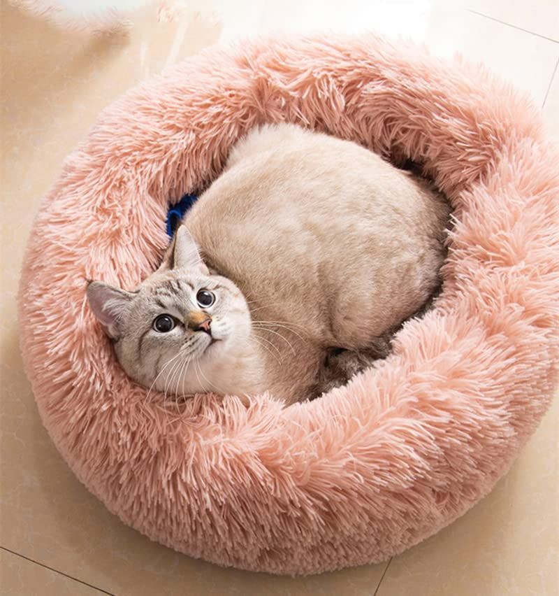 Cat Bed Fluffy Cat Bed Round Cat Bed Cat Furniture Cat Comfort Cat Sleeping Bed - Green / 24in