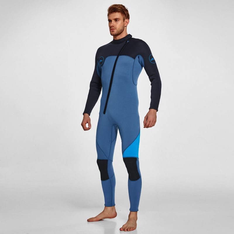 3MM Men's Full Wetsuit – 4-Way Stretch, UPF 50+, Thermal & Scratch Resistant for Diving & Surfing - Blue - Size M
