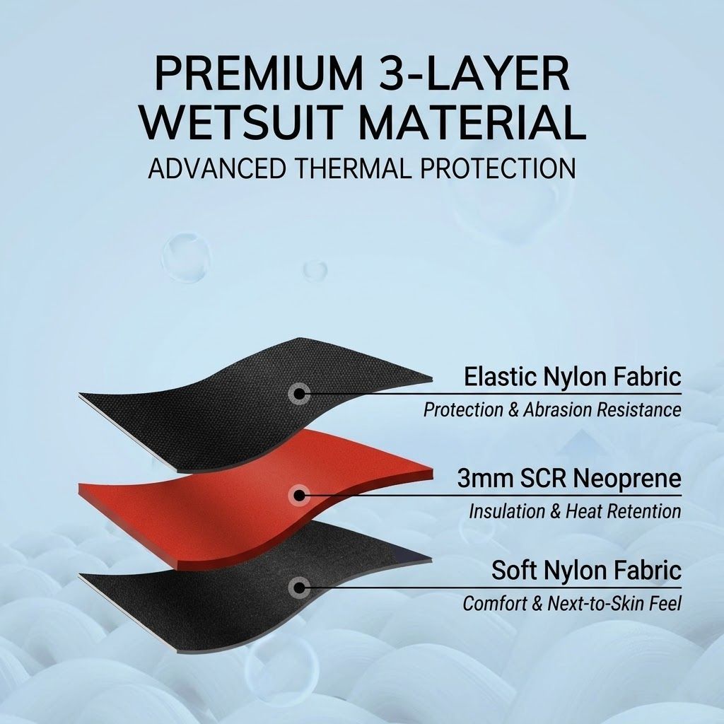 3MM Men's Full Wetsuit – 4-Way Stretch, UPF 50+, Thermal & Scratch Resistant for Diving & Surfing - Blue - Size XL