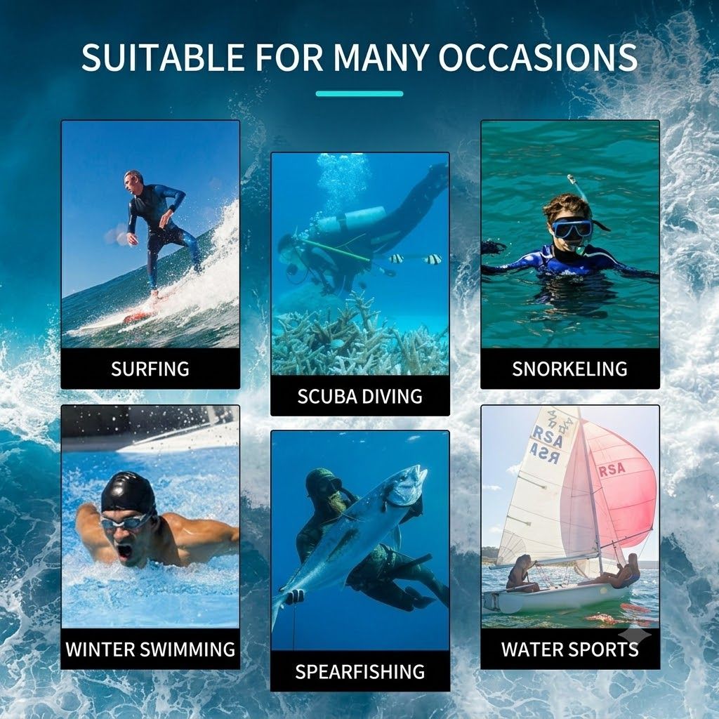 3MM Men's Full Wetsuit – 4-Way Stretch, UPF 50+, Thermal & Scratch Resistant for Diving & Surfing - Blue - Size XL