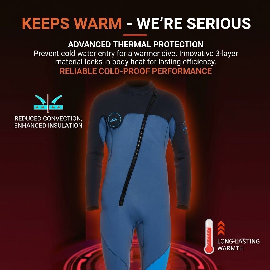 3MM Men's Full Wetsuit – 4-Way Stretch, UPF 50+, Thermal & Scratch Resistant for Diving & Surfing - Gray - Size L