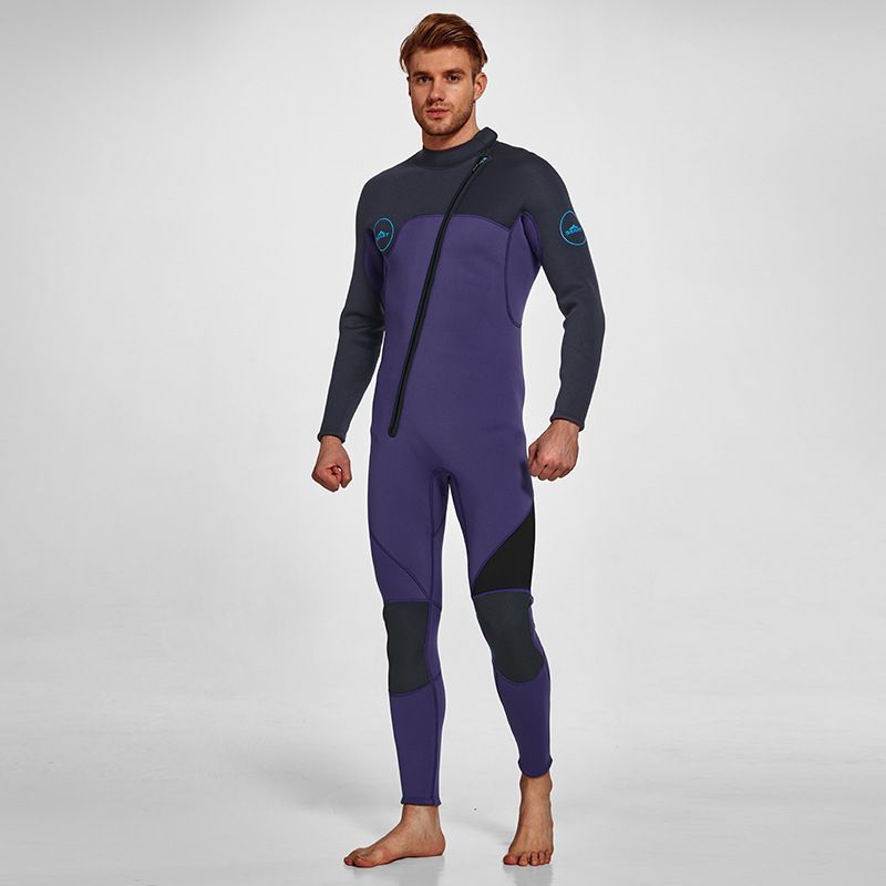 3MM Men's Full Wetsuit – 4-Way Stretch, UPF 50+, Thermal & Scratch Resistant for Diving & Surfing - Gray - Size M