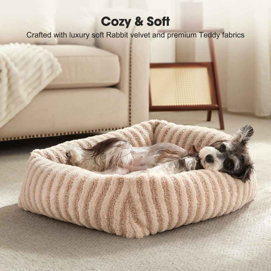 Dog Bed Soft Dog Bed Rabbit Velvet Dog Bed Teddy Fabric Dog Bed Cozy Dog Bed - Gray - Size 25in*21in