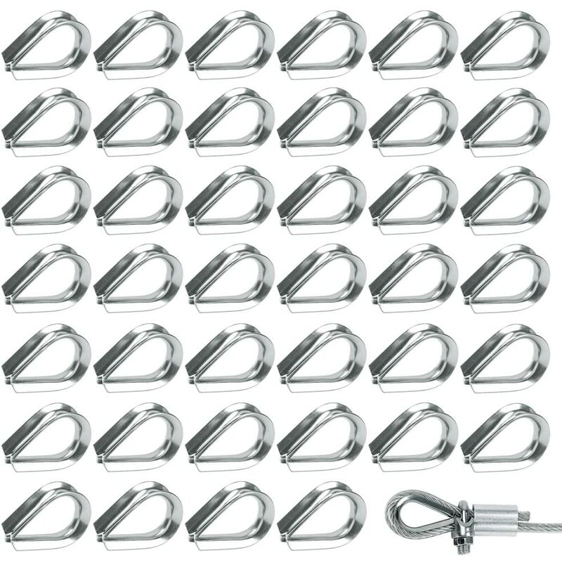 50 pcs M2 304 Stainless Steel Wire ROpe Thimbles Heart Thimble For Steel Cable For 2Mm Wire ROpe
