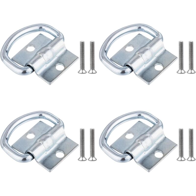 4 pcs Tie Down Rings, D-Ring Trailer Tarpaulin Tie Downs With Screws For Boats, Trucks, Vans And Homes