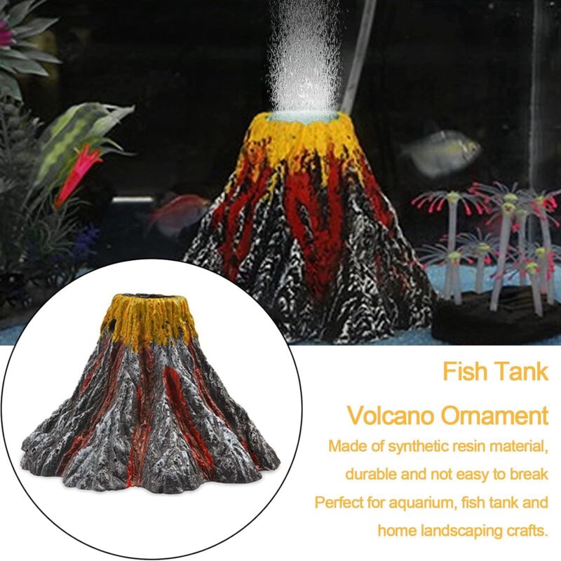 Aquarium Decoration Kit Volcano Multicolor With LED Light Air Stone For Air Pump Aquarium Accessories Aquarium