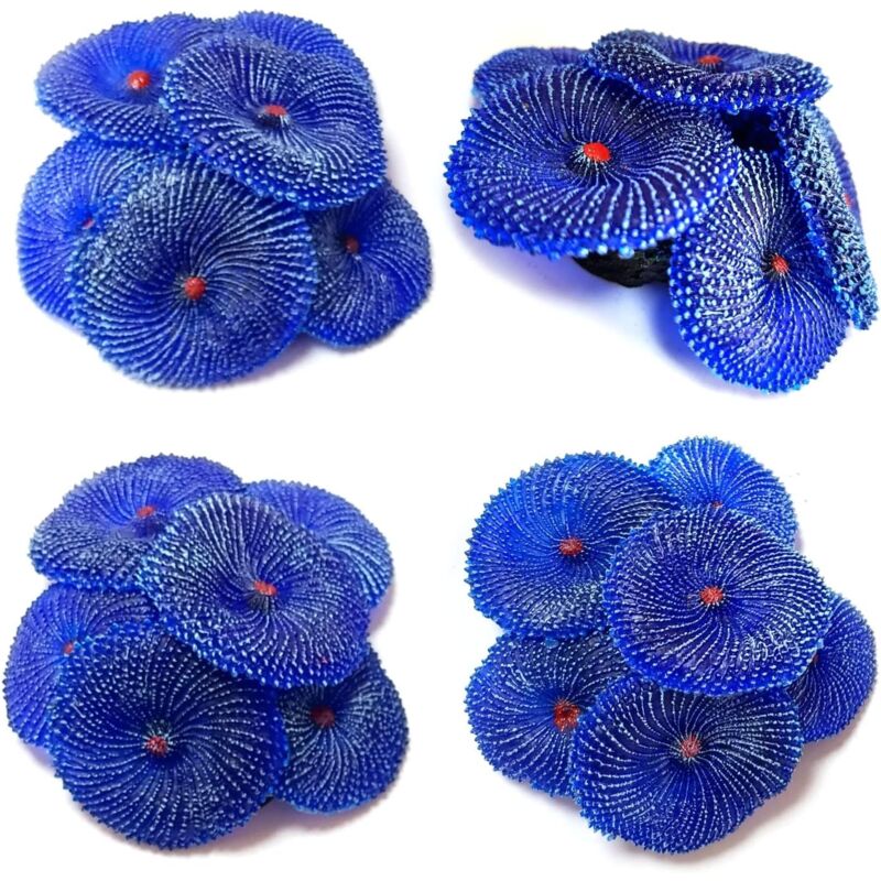 Artificial Coral, 4 Pieces, Fake Coral, Aquarium Decorations, Aquarium Corals For Aquarium Decoration (Coral Blue)