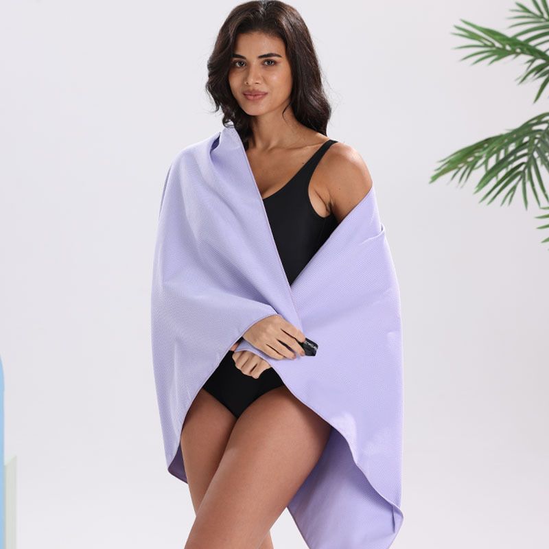 Microfiber Quick‑Dry Beach Towel, Lightweight Compact Sports Travel Towel, Super Absorbent No‑Lint Swim Gym Towel 76×152cm for Beach Camping Fitness（Taro purple）