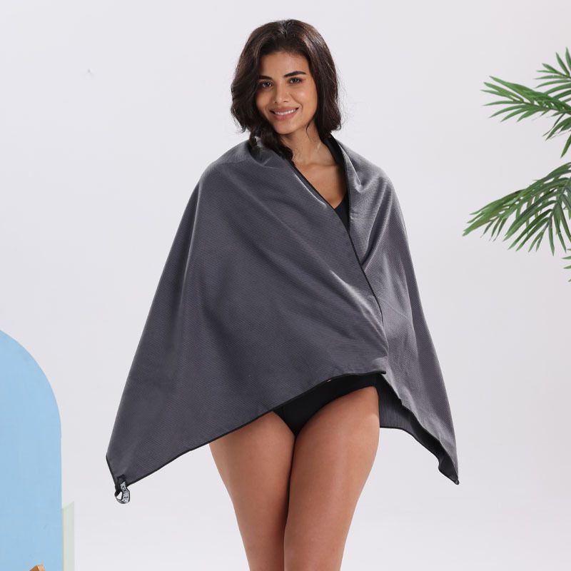 Microfiber Quick‑Dry Beach Towel, Lightweight Compact Sports Travel Towel, Super Absorbent No‑Lint Swim Gym Towel 40×80cm for Beach Camping Fitness（Dark gray）