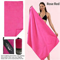 Ultra‑Absorbent Quick Dry Microfiber Beach Towel, 140*70CM, Double‑Sided Velvet Lightweight Portable Swimming Sports Towel for Beach, Swimming, Yoga, Travel（Rose red）