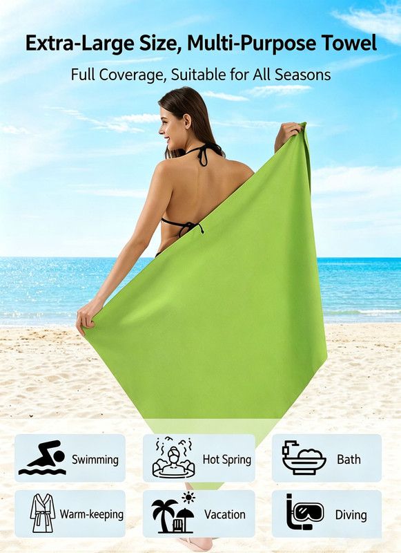 Ultra‑Absorbent Quick Dry Microfiber Beach Towel, 140*70CM, Double‑Sided Velvet Lightweight Portable Swimming Sports Towel for Beach, Swimming, Yoga, Travel（Rose red）