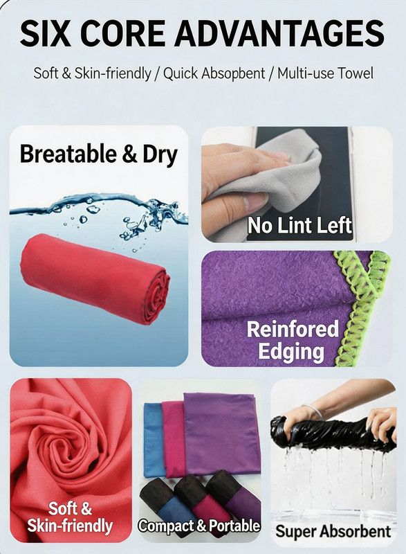 Ultra‑Absorbent Quick Dry Microfiber Beach Towel, 140*70CM, Double‑Sided Velvet Lightweight Portable Swimming Sports Towel for Beach, Swimming, Yoga, Travel（Orange）