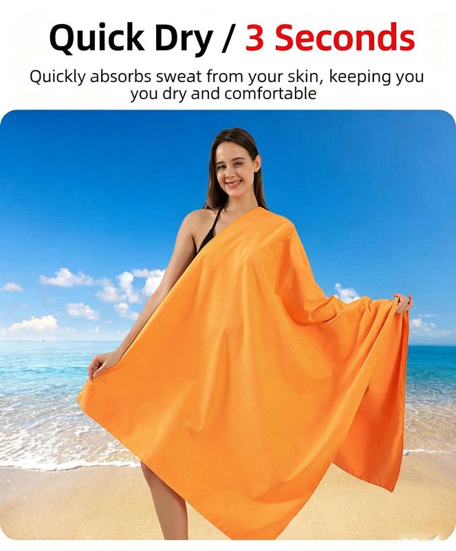 Ultra‑Absorbent Quick Dry Microfiber Beach Towel, 140*70CM, Double‑Sided Velvet Lightweight Portable Swimming Sports Towel for Beach, Swimming, Yoga, Travel（Green）