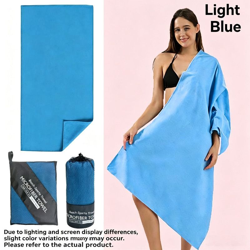 Ultra‑Absorbent Quick Dry Microfiber Beach Towel, 140*70CM, Double‑Sided Velvet Lightweight Portable Swimming Sports Towel for Beach, Swimming, Yoga, Travel（Blue）