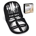 10Pcs Portable Camping Cutlery Set, Stainless Steel Picnic Utensils with Plates and Bottle Opener, Portable Cooking Utensils for 2, for Camping, Picnic, Outdoor Hiking