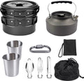 Cookware - 9-piece - for camping, outdoor, hiking, picnic, BBQ, foldable camping pans - safe and BPA - Suitable for 2-3 people camping pan set
