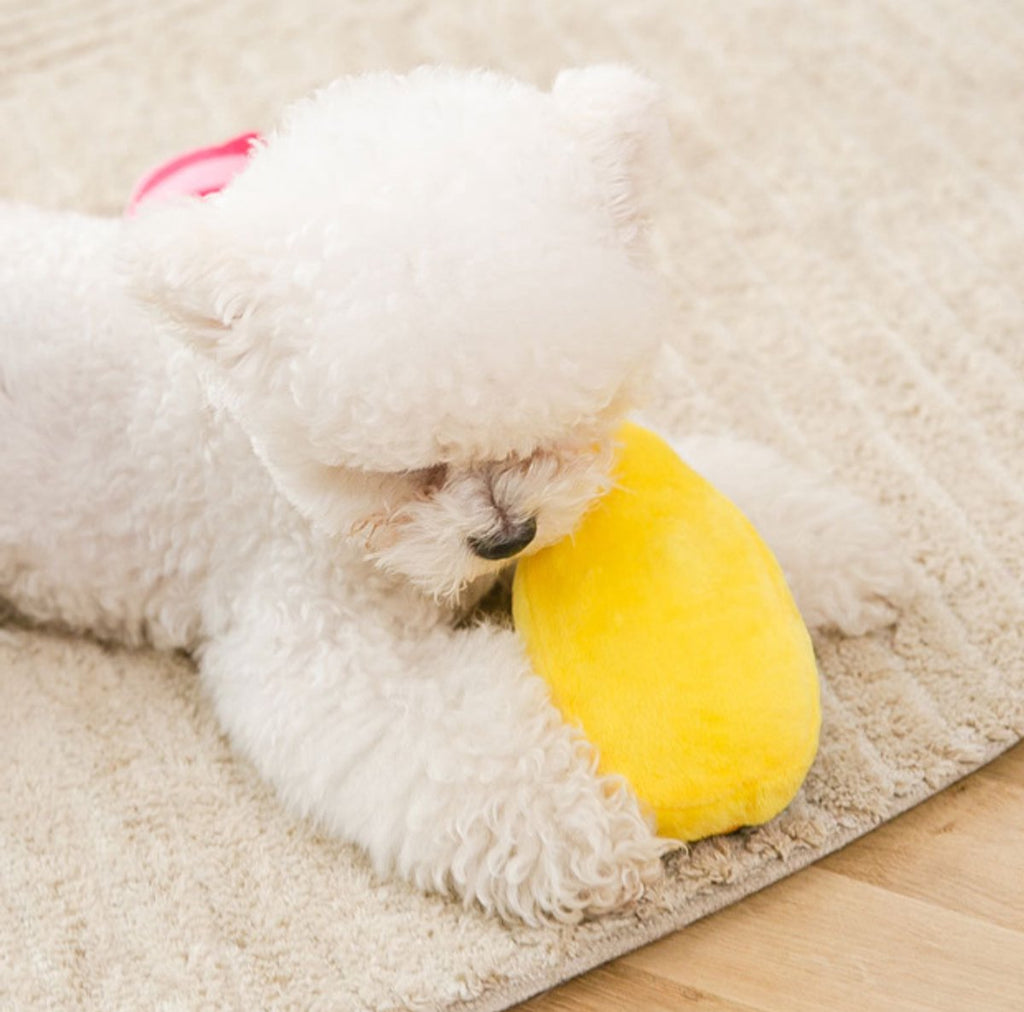 Dog Toys - Dog Cuddly Toy - Slipper Shape - Interactive - Dog Toy - Yellow-Brown Stripes