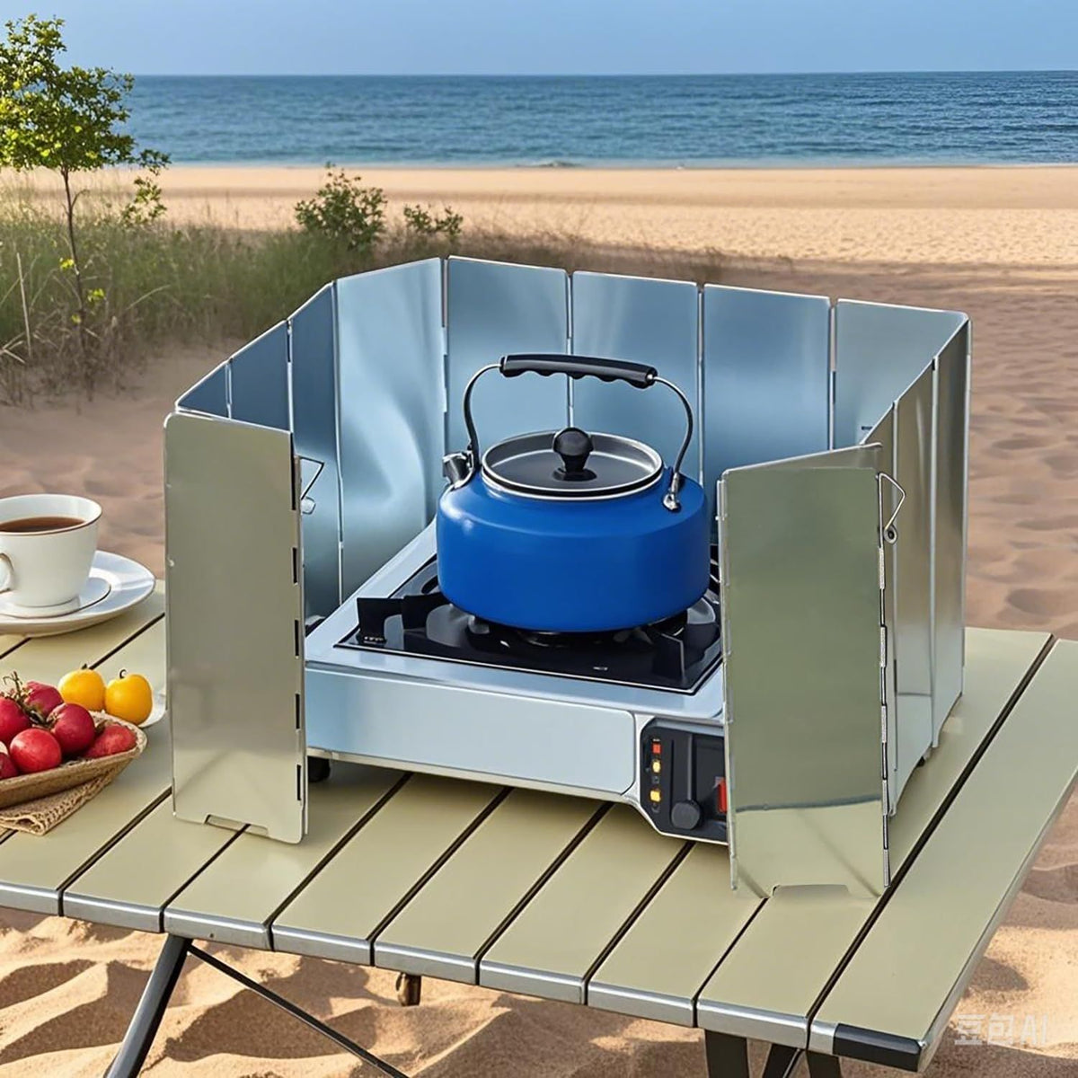 8 Panel Foldable Camping Stove Windscreen, Lightweight Aluminium Wind Shield with Carry Bag for Butane Stoves, Picnics and Outdoor Cooking