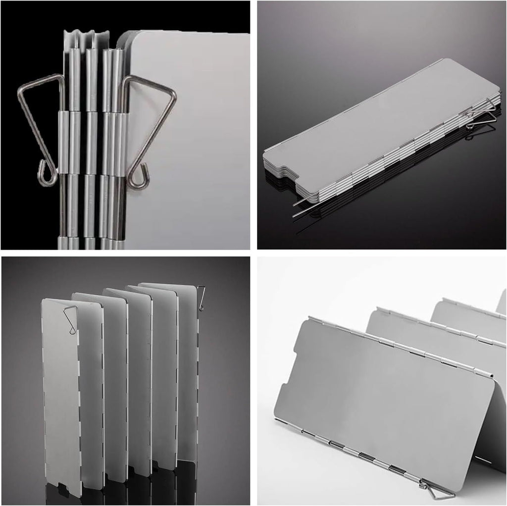 8 Panel Foldable Camping Stove Windscreen, Lightweight Aluminium Wind Shield with Carry Bag for Butane Stoves, Picnics and Outdoor Cooking