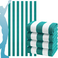 4 Pack Stripe Beach Towel Thin Set for Women Men Extra Oversized Large Size Clearance Travel Camping Accessories Beach, Green, 152 x 76 cm