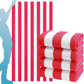 4 Pack Stripe Beach Towel Thin Set for Women Men Extra Oversized Large Size Clearance Travel Camping Accessories Beach, Red, 152 x 76 cm