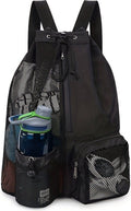 Drawstring Backpack, Beach Bag Backpack, Large Capacity Backpack with Wet Bag, Backpack for Swimming Surfing Travel Gym, Black