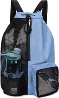 Drawstring Backpack, Beach Bag Backpack, Large Capacity Backpack with Wet Bag, Backpack for Swimming Surfing Travel Gym, Sky Blue
