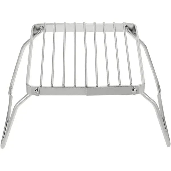1 Piece Foldable Stainless Steel Campfire Grill Rack, Lightweight Cooking Grate for Camping, Hiking and Picnics, Silver