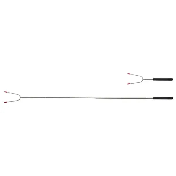 Telescopic Campfire Roasting Fork, Double Prongs, Stainless Steel, Rotating Handle, for Camping, Picnics and Outdoor Cooking, Black