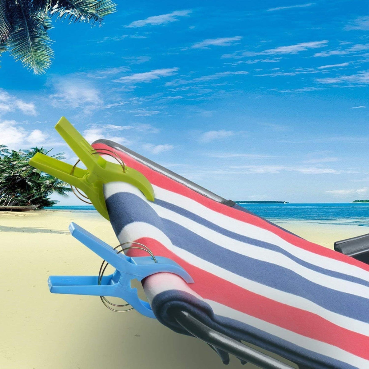 4 Pieces Beach Towel Clips, Colour Beach Clips, Towel Clips for Beach Chairs Cruise, Heavy Duty Clothes Pins-Keep Your Towel from, 8.5 x 12 cm