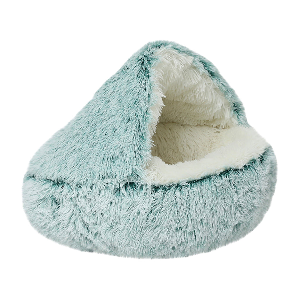 Calming Dog Beds & Cat Cave Bed with Hooded Cover, Removable Washable Round Beds for Small Medium Pets, Anti-Slip Plush Coved Bed for Pet (20"x20") P